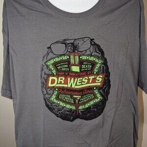 Gildan Mens Gray Dr Wests Reanimation Clinic Zobie Fright Reanimator Tshirt 3XL